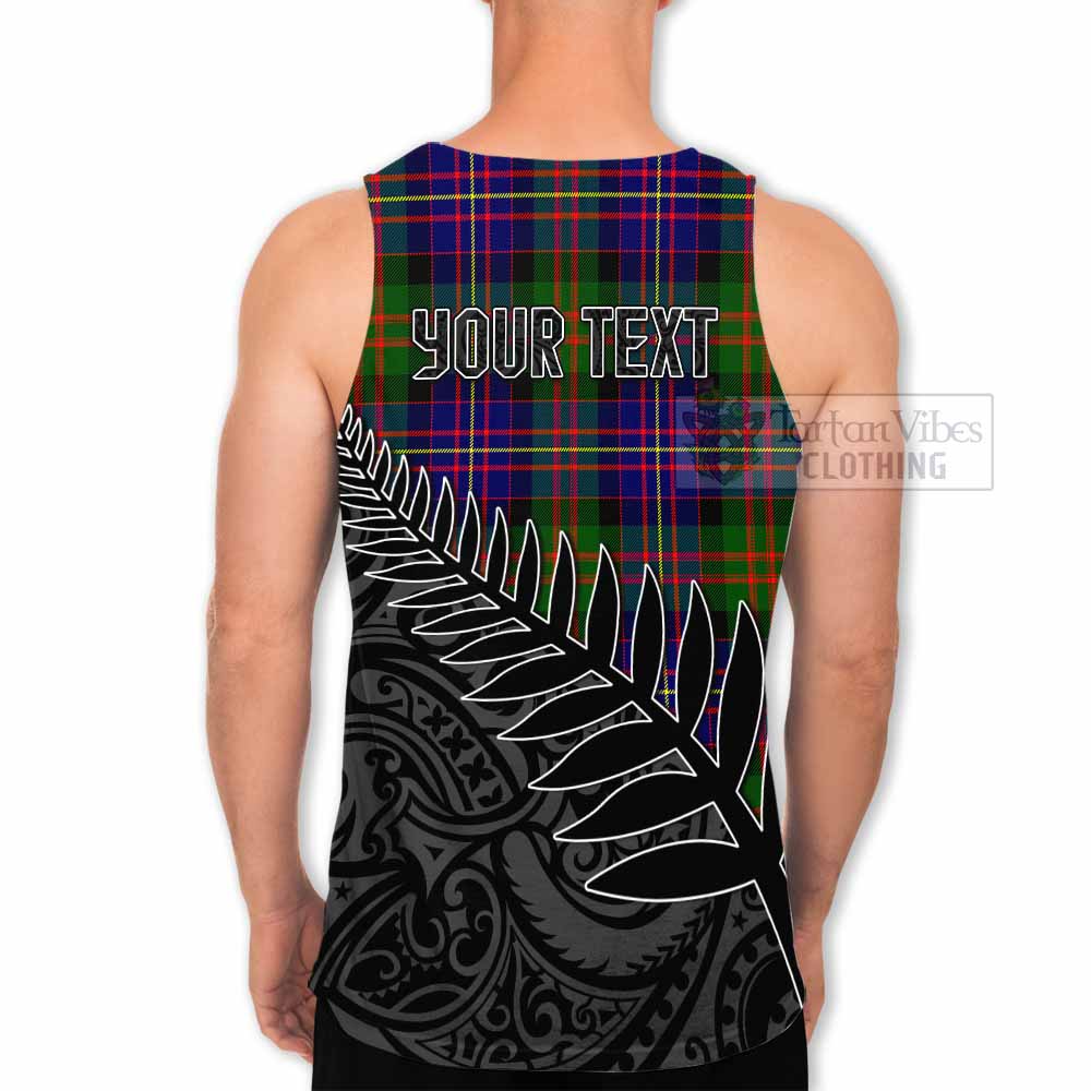 Tartan Vibes Clothing Chalmers Crest Tartan Men's Tank Top with New Zealand Silver Fern Half Style