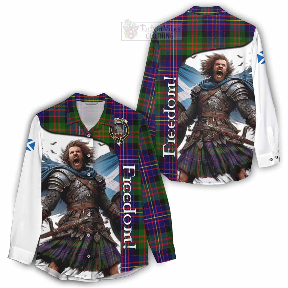 Tartan Vibes Clothing Chalmers Crest Tartan Women's Casual Shirt Inspired by the Freedom of Scottish Warrior