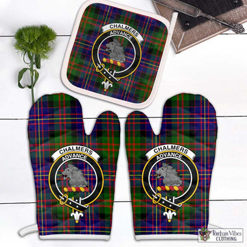 Chalmers Tartan Combo Oven Mitt & Pot-Holder with Family Crest White - Tartan Vibes Clothing