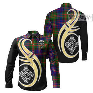 Chalmers Tartan Long Sleeve Button Shirt with Family Crest and Celtic Symbol Style