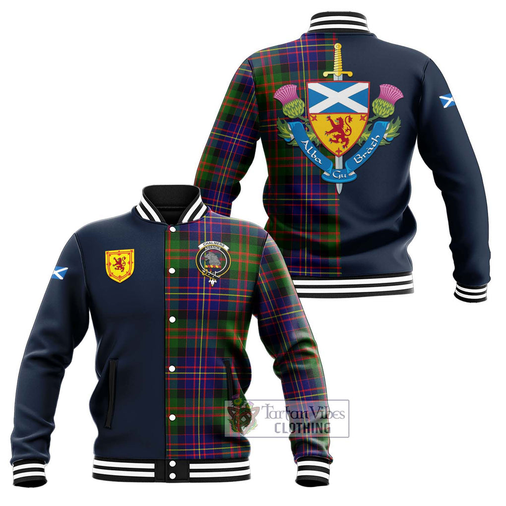 Chalmers Tartan Baseball Jacket Alba with Scottish Lion Royal Arm Half Style Unisex - Tartan Vibes Clothing