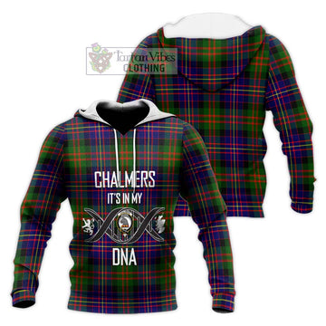 Chalmers Tartan Knitted Hoodie with Family Crest DNA In Me Style