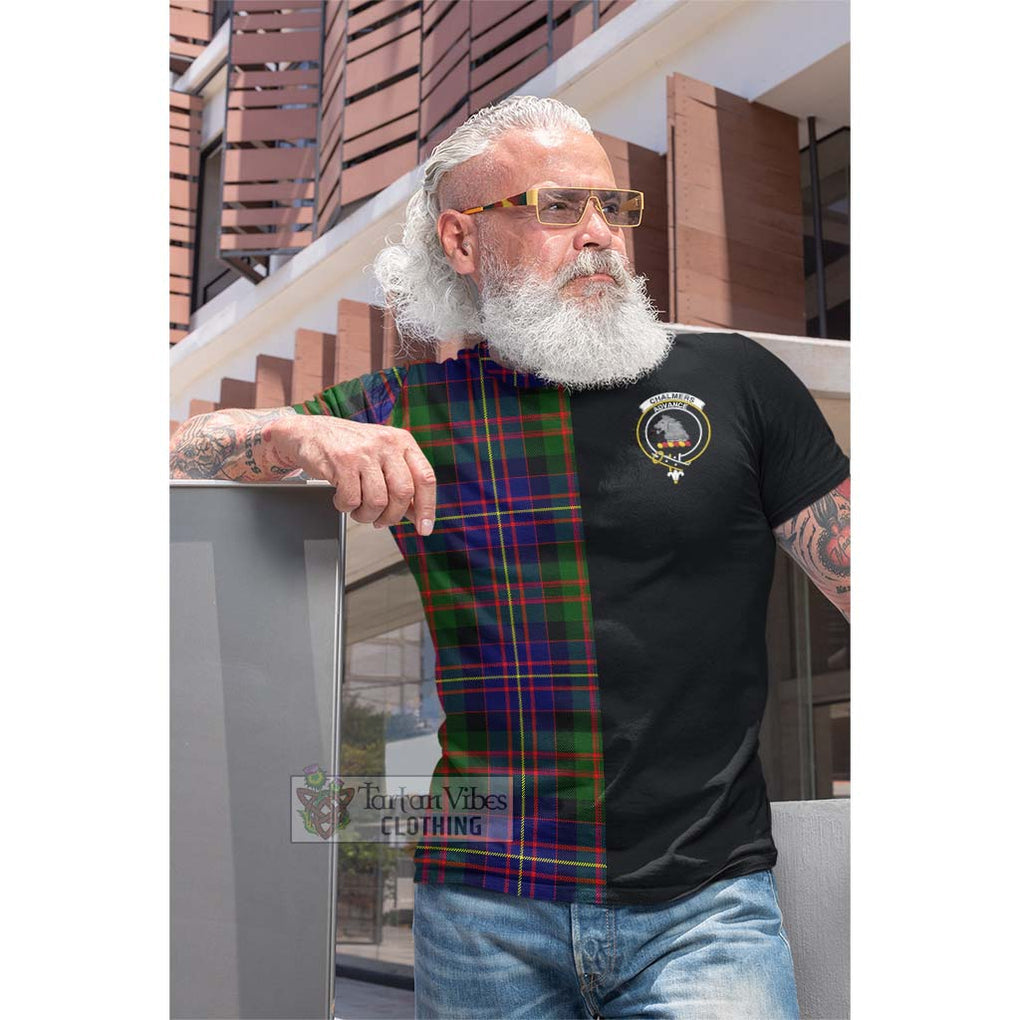 Tartan Vibes Clothing Chalmers Modern Tartan Cotton T-shirt with Family Crest and Half Of Me Style