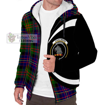 Chalmers Tartan Sherpa Hoodie with Family Crest Circle Style