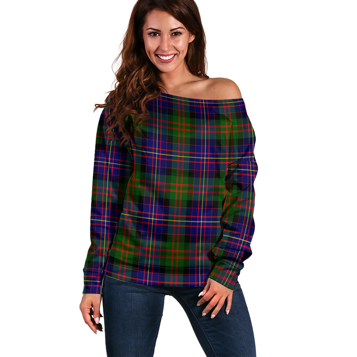 Chalmers Tartan Off Shoulder Women Sweater Women - Tartan Vibes Clothing