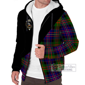 Chalmers Tartan Sherpa Hoodie with Family Crest and Military Logo Style