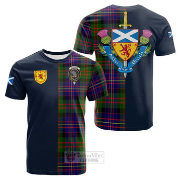 Chalmers Tartan Cotton T-shirt Alba with Scottish Lion Royal Arm Half Style