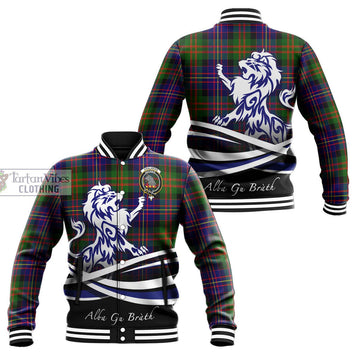 Chalmers Tartan Baseball Jacket with Alba Gu Brath Regal Lion Emblem Unisex - Tartan Vibes Clothing