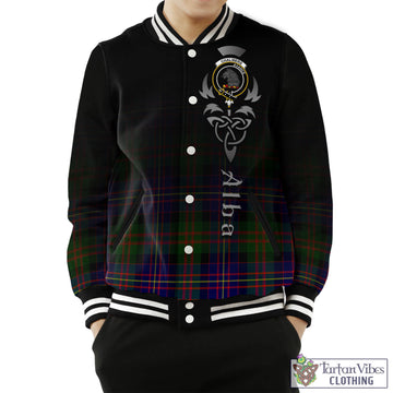 Chalmers Tartan Baseball Jacket Featuring Alba Gu Brath Family Crest Celtic Inspired