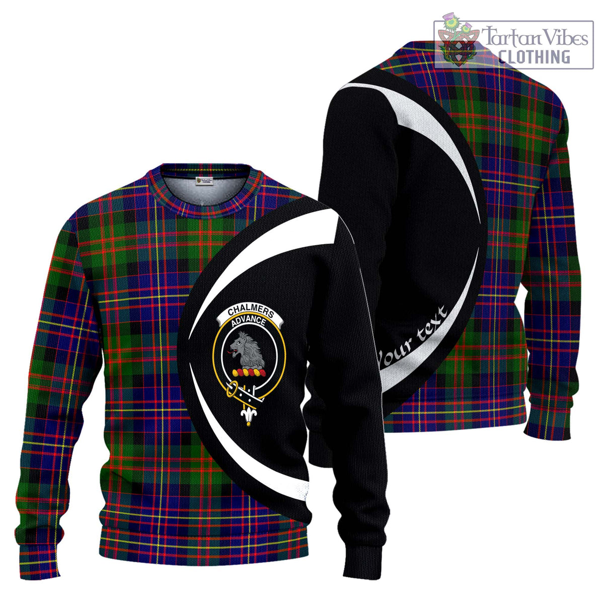 Chalmers Tartan Ugly Sweater with Family Crest Circle Style Unisex - Tartan Vibes Clothing