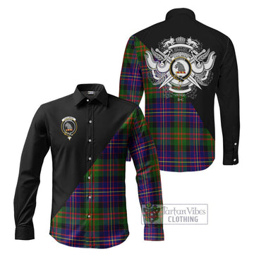 Chalmers Tartan Long Sleeve Button Shirt with Family Crest and Military Logo Style