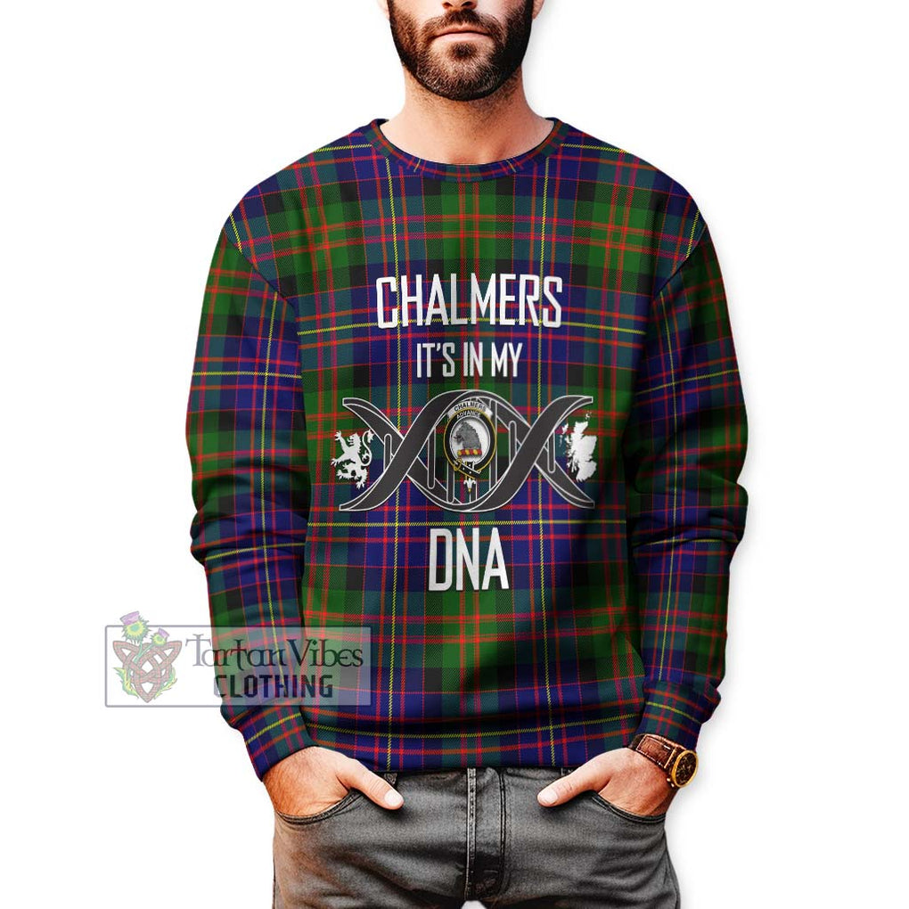 Chalmers Tartan Sweatshirt with Family Crest DNA In Me Style Unisex - Tartanvibesclothing Shop