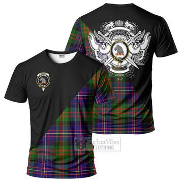 Chalmers Tartan T-Shirt with Family Crest and Military Logo Style