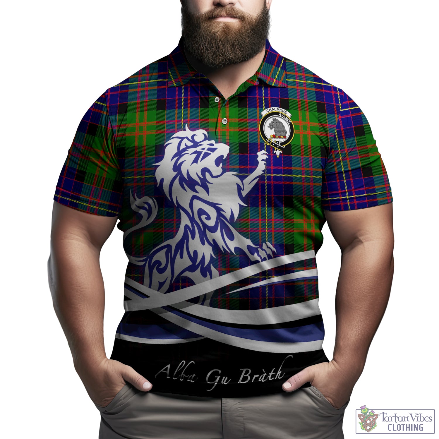 chalmers-modern-tartan-polo-shirt-with-alba-gu-brath-regal-lion-emblem