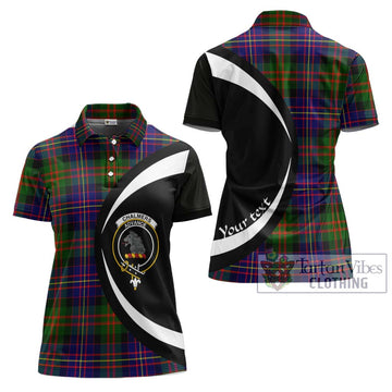Chalmers Modern Tartan Women's Polo Shirt with Family Crest Circle Style