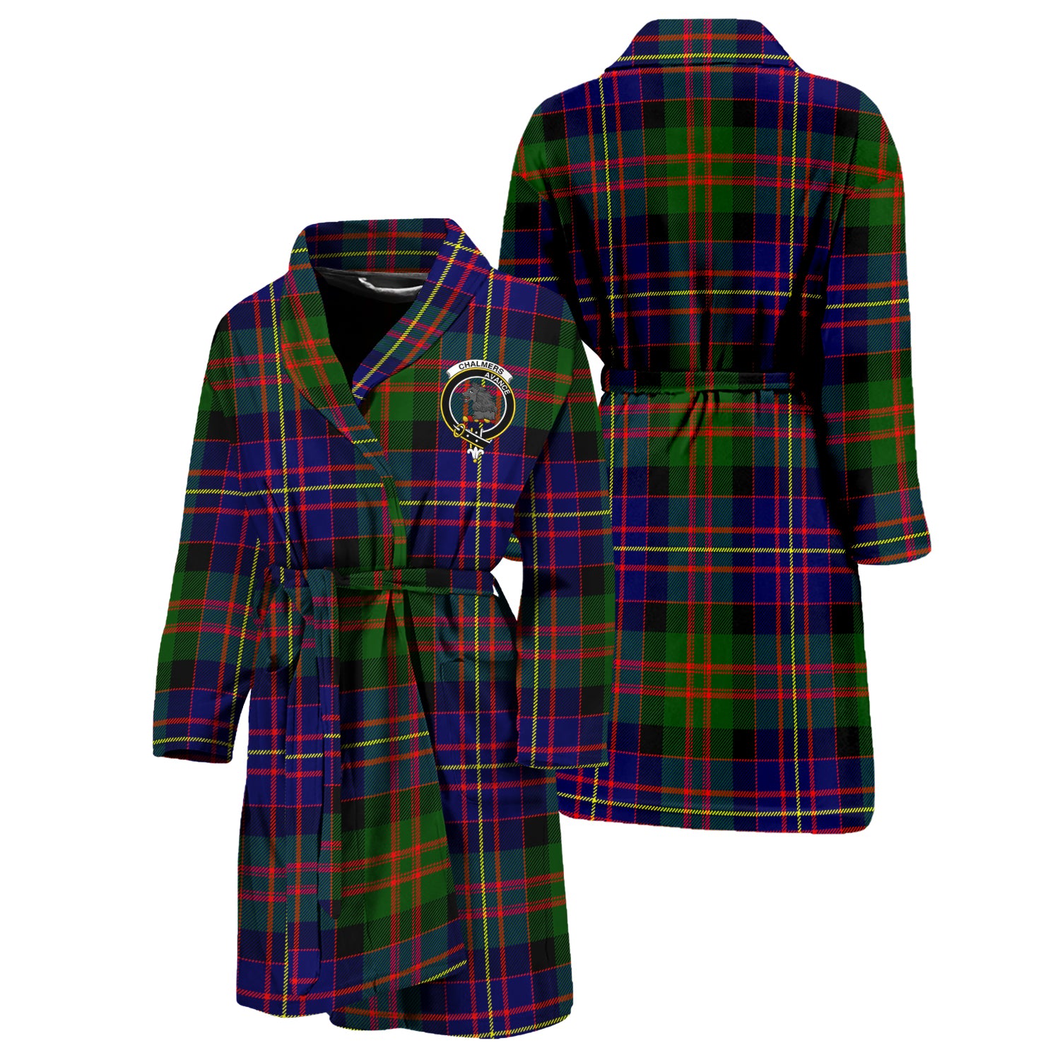 Chalmers Tartan Bathrobe with Family Crest Unisex S - Tartan Vibes Clothing