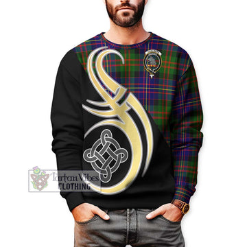 Chalmers Tartan Sweatshirt with Family Crest and Celtic Symbol Style