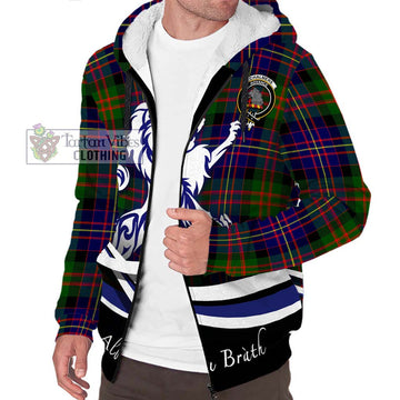 Chalmers Tartan Sherpa Hoodie with Alba Gu Brath Regal Lion Emblem