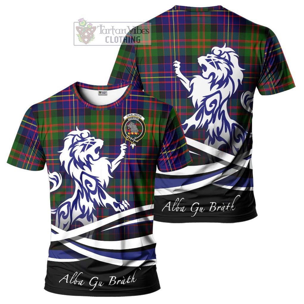 Tartan Vibes Clothing Chalmers Modern Tartan Cotton T-shirt with Alba Gu Brath Regal Lion Emblem