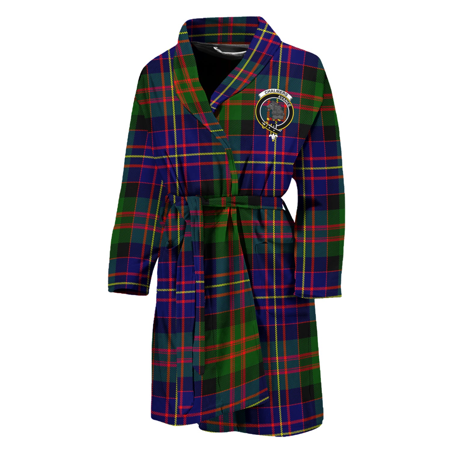 Chalmers Tartan Bathrobe with Family Crest Unisex M - Tartan Vibes Clothing