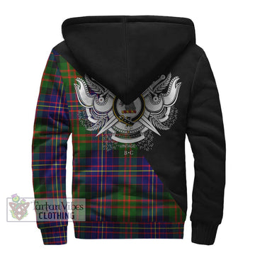 Chalmers Tartan Sherpa Hoodie with Family Crest and Military Logo Style