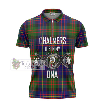 Chalmers Tartan Zipper Polo Shirt with Family Crest DNA In Me Style