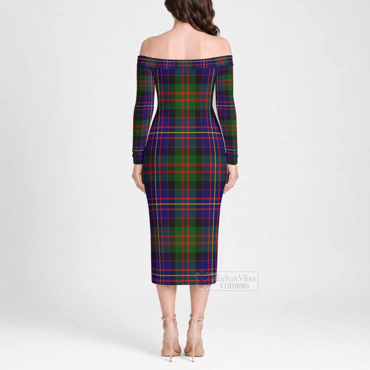 Chalmers Tartan Off Shoulder Long Sleeve Dress - Tartan Vibes Clothing