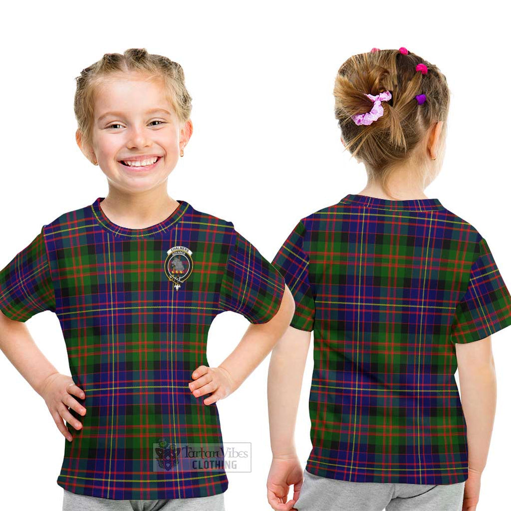 Chalmers Tartan Kid T-Shirt with Family Crest - Tartanvibesclothing Shop