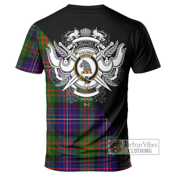 Chalmers Tartan T-Shirt with Family Crest and Military Logo Style