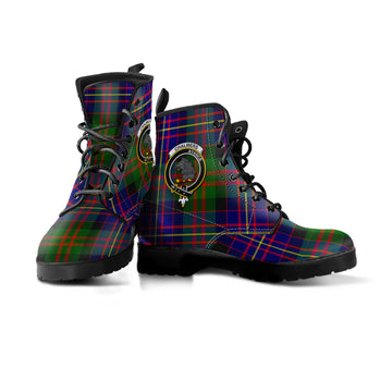 Chalmers Tartan Leather Boots with Family Crest