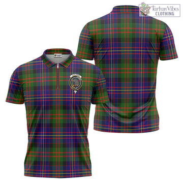 Chalmers Tartan Zipper Polo Shirt with Family Crest - Tartan Vibes Clothing