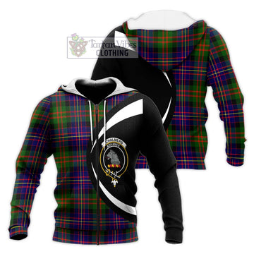 Chalmers Tartan Knitted Hoodie with Family Crest Circle Style