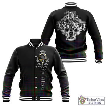 Chalmers Tartan Baseball Jacket Featuring Alba Gu Brath Family Crest Celtic Inspired