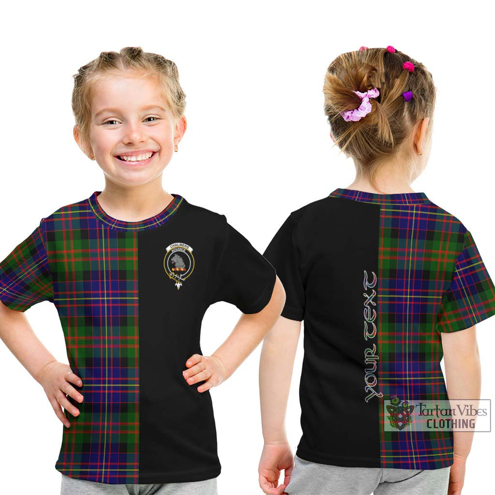 Chalmers Tartan Kid T-Shirt with Family Crest and Half Of Me Style - Tartanvibesclothing Shop