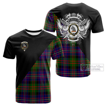 Chalmers Tartan Cotton T-shirt with Family Crest and Military Logo Style