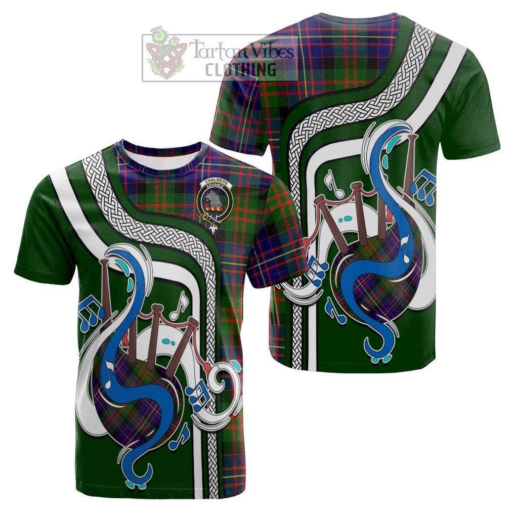 Tartan Vibes Clothing Chalmers Modern Tartan Cotton T-shirt with Epic Bagpipe Style