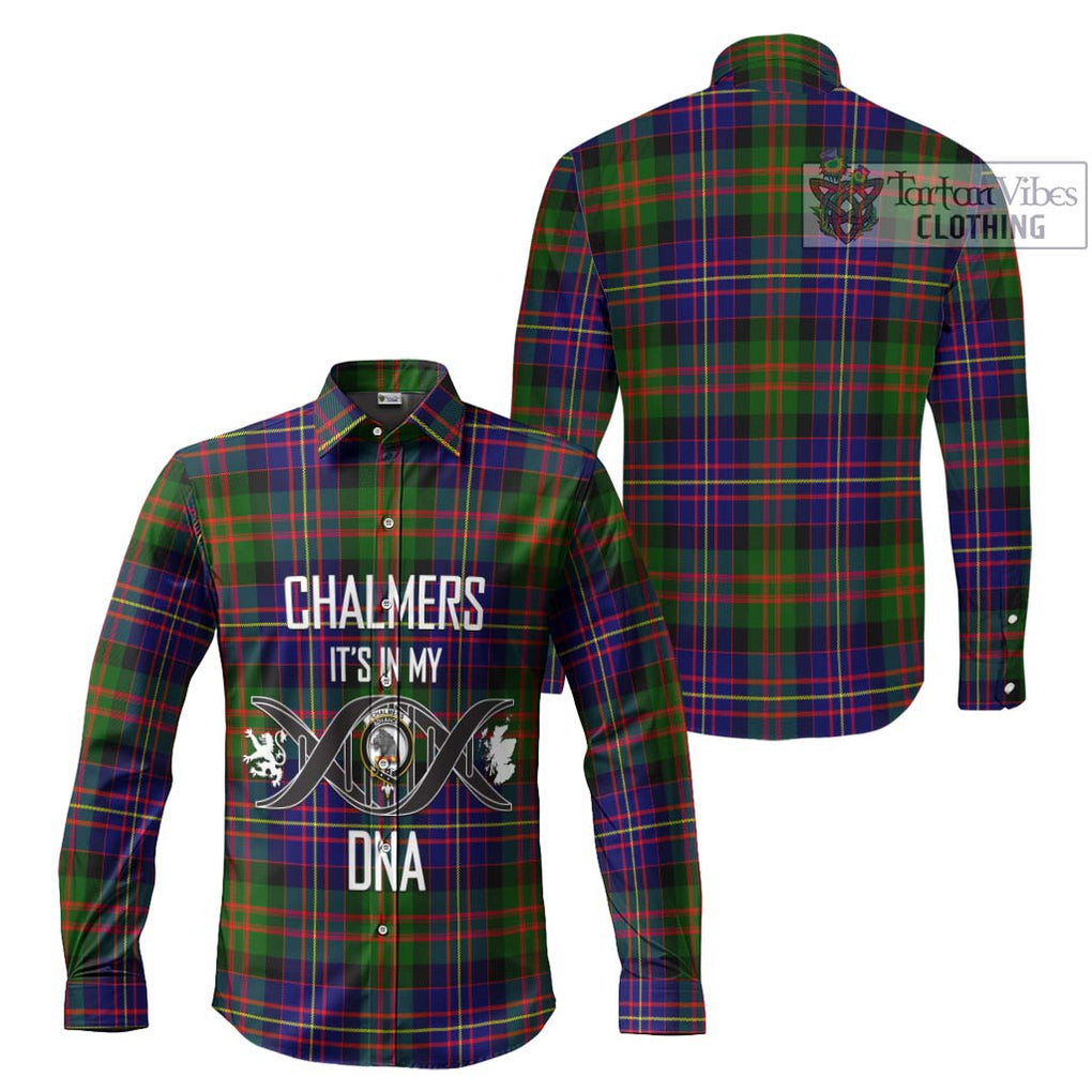 Chalmers Tartan Long Sleeve Button Shirt with Family Crest DNA In Me Style Men's Shirt - Tartanvibesclothing Shop