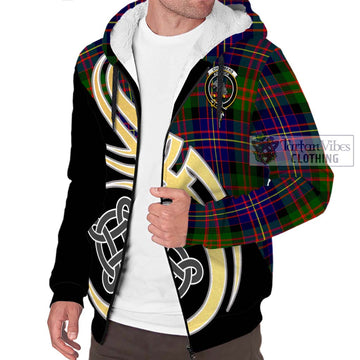 Chalmers Tartan Sherpa Hoodie with Family Crest and Celtic Symbol Style