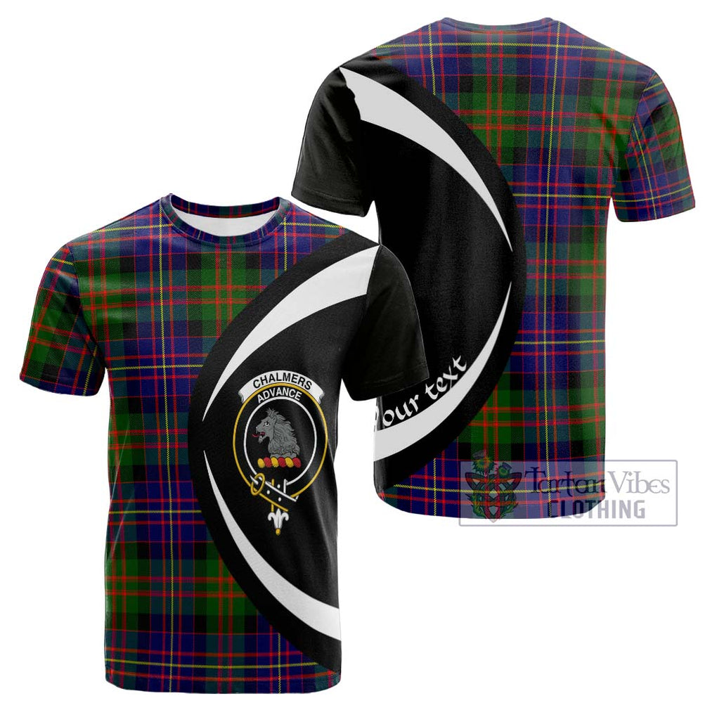 Tartan Vibes Clothing Chalmers Modern Tartan Cotton T-shirt with Family Crest Circle Style