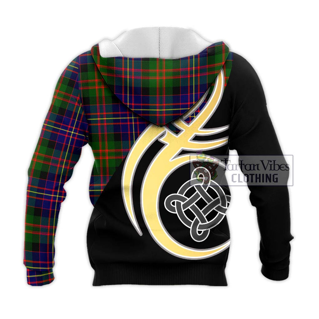 Chalmers Tartan Knitted Hoodie with Family Crest and Celtic Symbol Style - Tartan Vibes Clothing