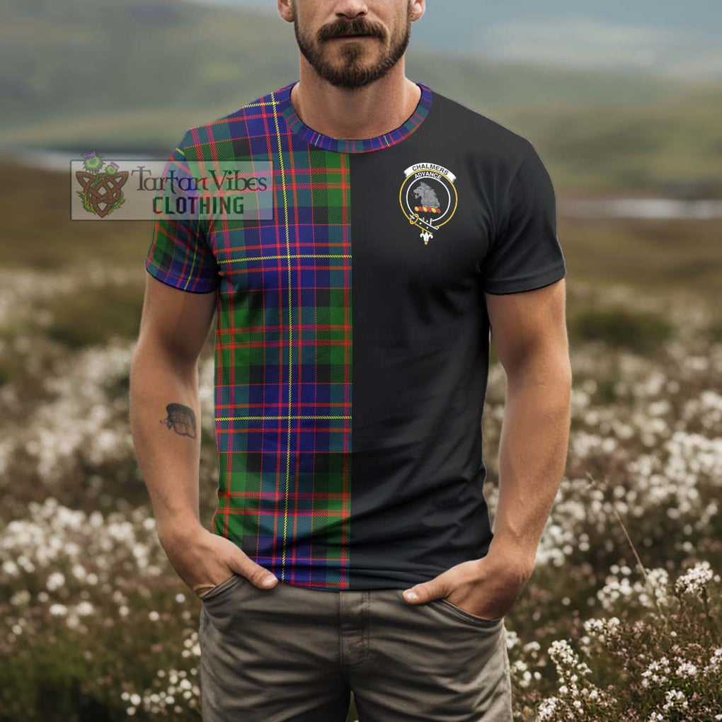 Chalmers Tartan T-Shirt with Family Crest and Half Of Me Style - Tartanvibesclothing Shop