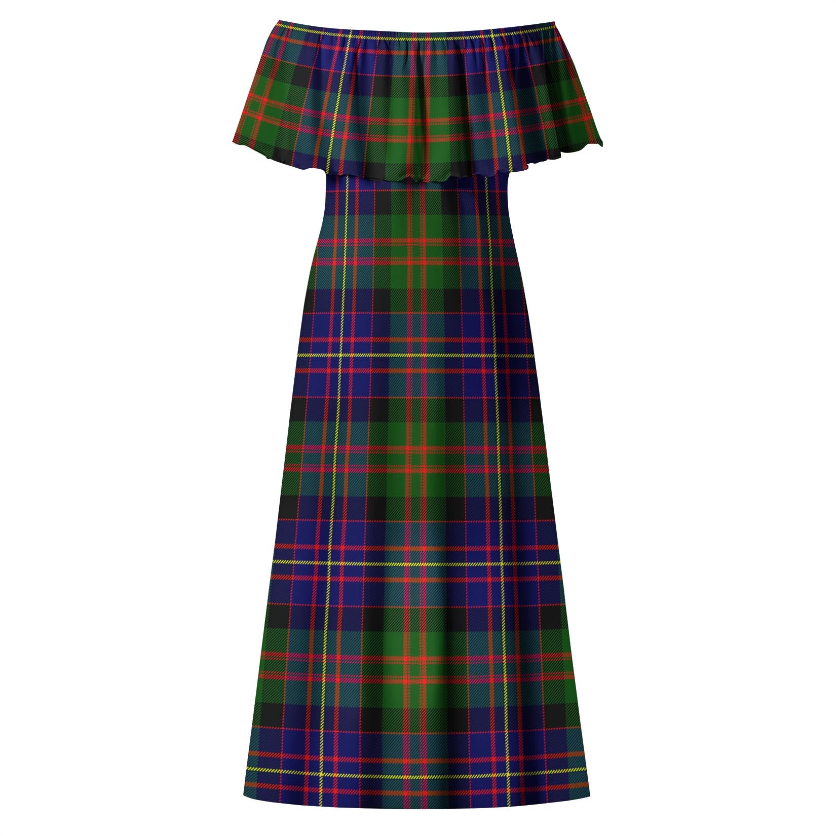 Chalmers Modern Tartan Off Shoulder Long Dress - Tartanvibesclothing