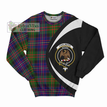 Chalmers of Balnacraig Tartan Sweatshirt with Family Crest Circle Style