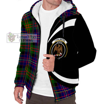 Chalmers of Balnacraig Tartan Sherpa Hoodie with Family Crest Circle Style