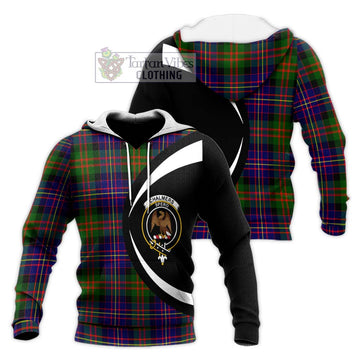 Chalmers of Balnacraig Tartan Knitted Hoodie with Family Crest Circle Style