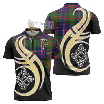 Chalmers of Balnacraig Tartan Zipper Polo Shirt with Family Crest and Celtic Symbol Style