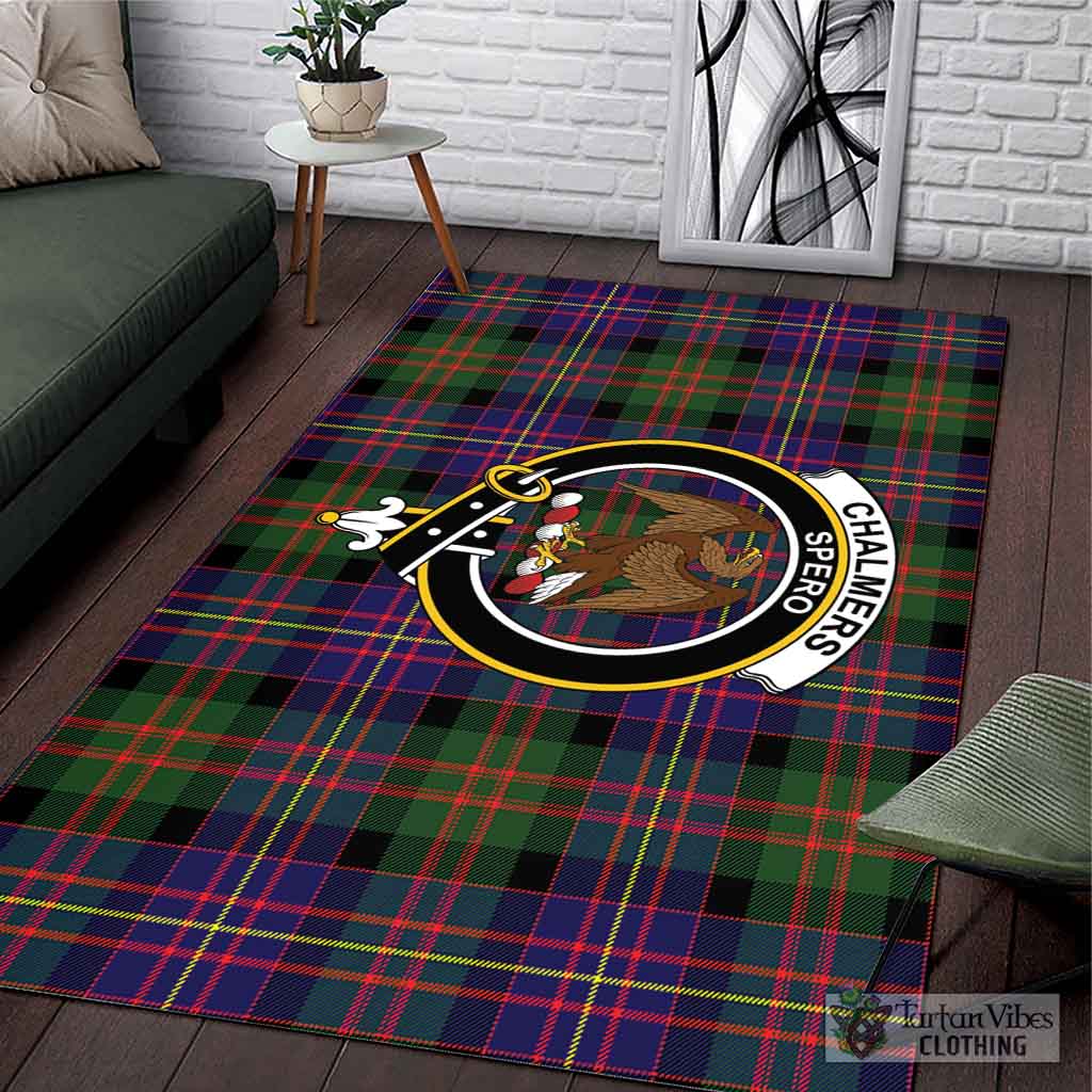 Tartan Vibes Clothing Chalmers of Balnacraig Tartan Area Rug with Family Crest