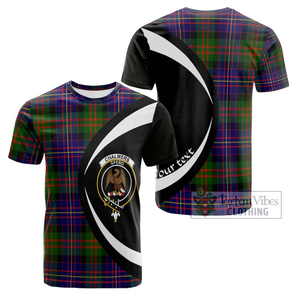 Tartan Vibes Clothing Chalmers of Balnacraig Tartan Cotton T-shirt with Family Crest Circle Style