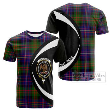 Chalmers of Balnacraig Tartan Cotton T-shirt with Family Crest Circle Style