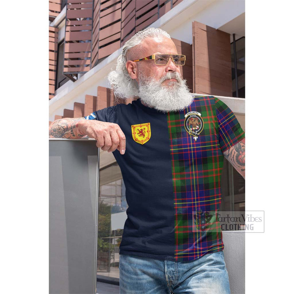 Tartan Vibes Clothing Chalmers of Balnacraig Tartan Cotton T-shirt with Scottish Lion Royal Arm Half Style